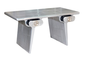 Homeroots 60" Silver Aluminum Writing Desk With Two Drawers   489180