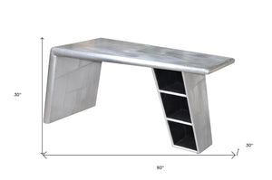 Homeroots 60" Silver Aluminum Writing Desk   489181