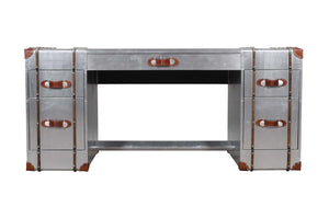 Homeroots 72" Silver Aluminum Executive Desk With Five Drawers   489182