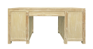 Homeroots 63" Brown Solid Wood Writing Desk With Twelve Drawers   489183