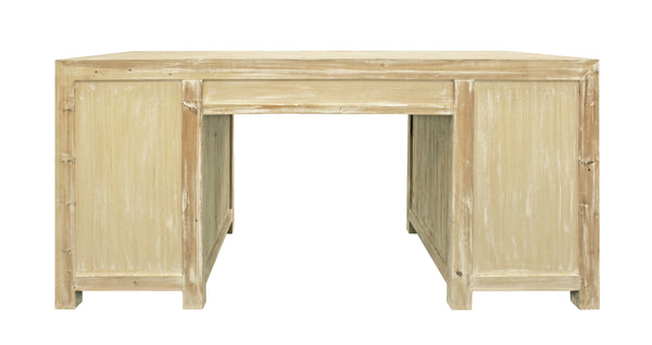 Homeroots 63" Brown Solid Wood Writing Desk With Twelve Drawers   489183