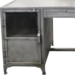 Homeroots 56" Gray Metal Computer Desk With Three Drawers   489184