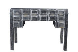 Homeroots 46" Black Solid Wood Writing Desk With Seven Drawers   489185