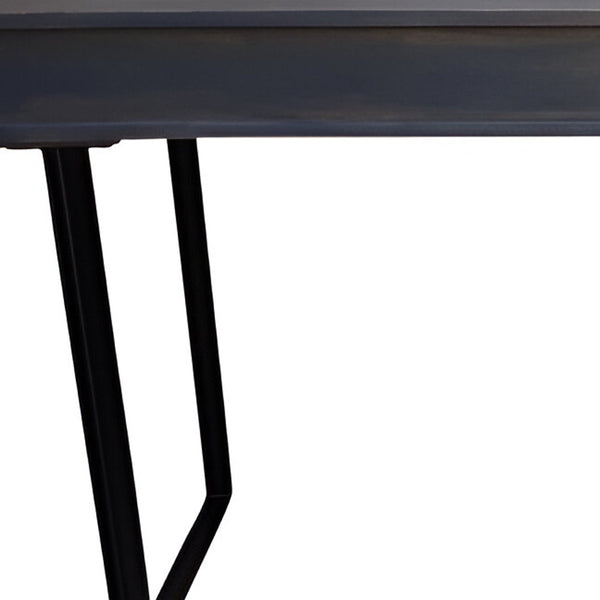 Homeroots 58" Gray And Black Mango Solid Wood Writing Desk With Three Drawers   489186