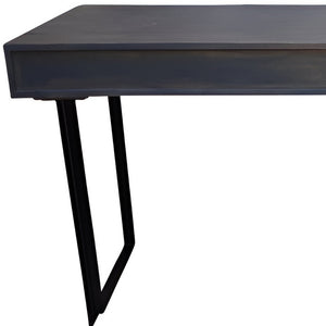 Homeroots 58" Gray And Black Mango Solid Wood Writing Desk With Three Drawers   489186