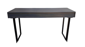 Homeroots 58" Gray And Black Mango Solid Wood Writing Desk With Three Drawers   489186