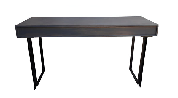 Homeroots 58" Gray And Black Mango Solid Wood Writing Desk With Three Drawers   489186