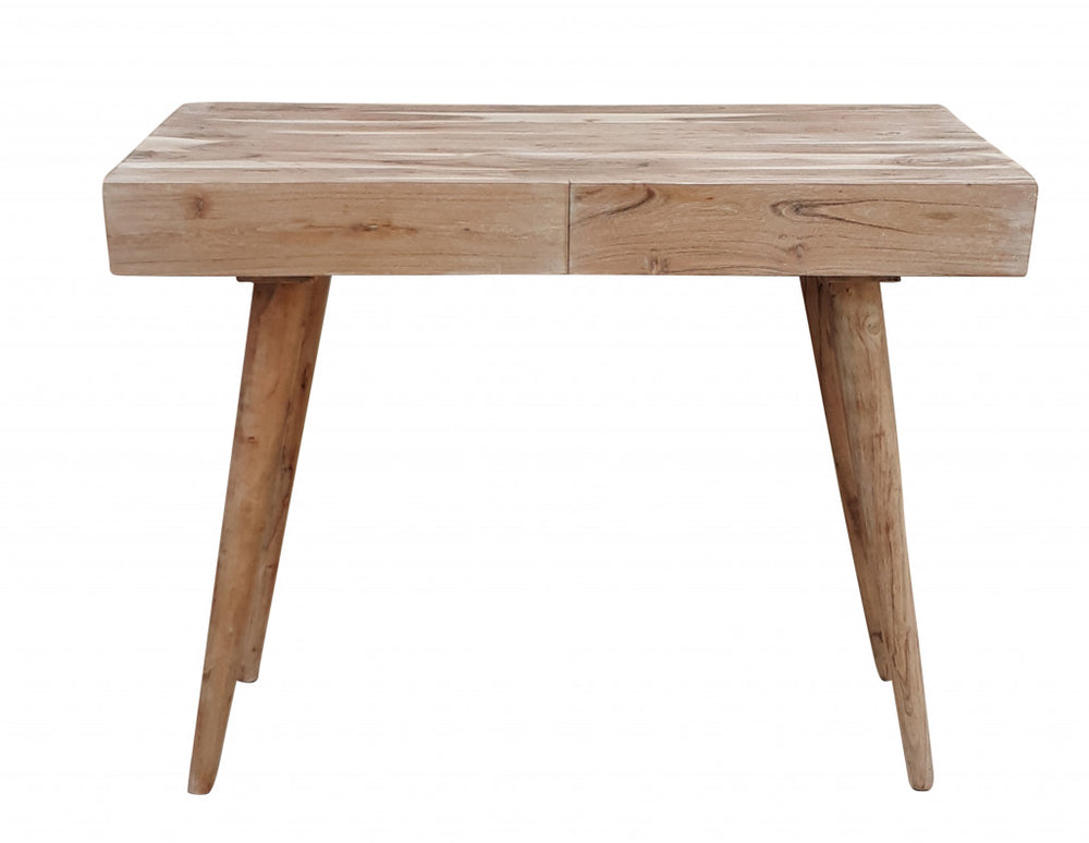 Homeroots 39" Brown Acacia Solid Wood Writing Desk With Three Drawers   489187