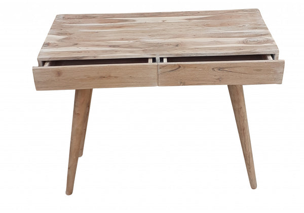 Homeroots 39" Brown Acacia Solid Wood Writing Desk With Three Drawers   489187