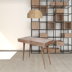 Homeroots 39" Brown Acacia Solid Wood Writing Desk With Three Drawers   489187