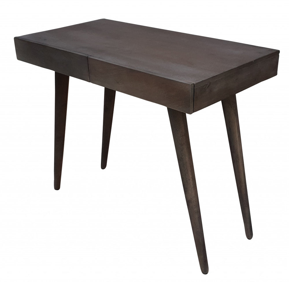 Homeroots 39" Gray Acacia Solid Wood Writing Desk With Three Drawers   489188