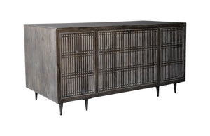 Homeroots 64" Brown And Silver Solid Wood Executive Desk With Five Drawers   489189