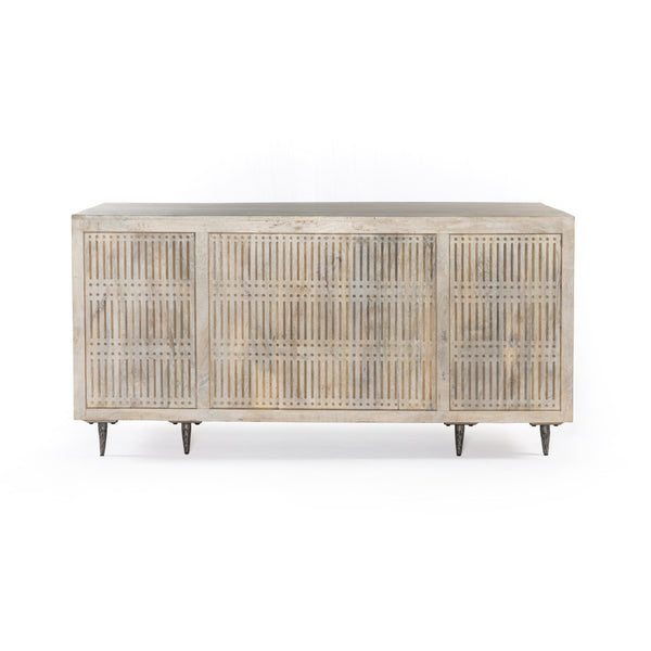 Homeroots 64" Ivory And Silver Solid Wood Executive Desk With Five Drawers   489190