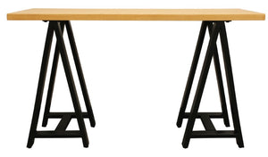 Homeroots 50" Versatile Natural And Black Solid Wood A-frame Console Table For Stylish Home Décor Upgrade   489191