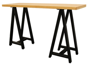 HomeRoots 50" Solid Wood A-Frame Console Table - Stylish Natural & Black Design for Entryway & Living Room 489191