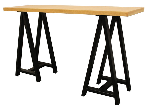HomeRoots 50" Solid Wood A-Frame Console Table - Stylish Natural & Black Design for Entryway & Living Room 489191