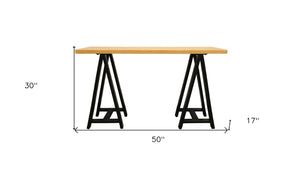 Homeroots 50" Versatile Natural And Black Solid Wood A-frame Console Table For Stylish Home Décor Upgrade   489191