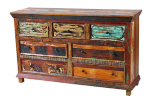 Homeroots 60" Brown Solid Wood Seven Drawer Triple Dresser  Solid Wood 489193