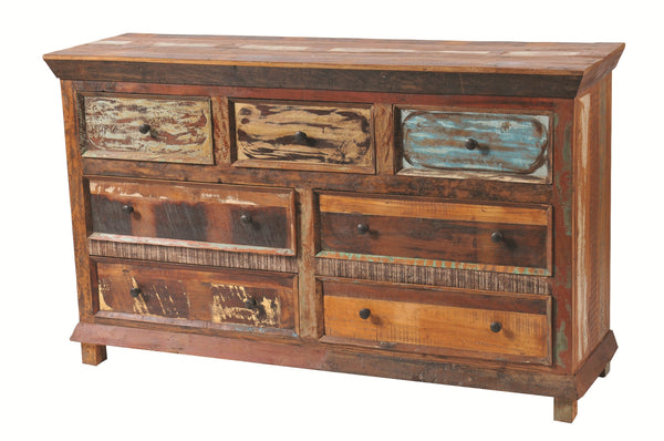 Homeroots 60" Brown Solid Wood Seven Drawer Triple Dresser  Solid Wood 489193