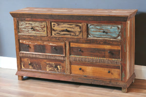 Homeroots 60" Brown Solid Wood Seven Drawer Triple Dresser  Solid Wood 489193