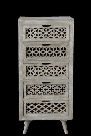 Homeroots 20" Gray Solid Wood Five Drawer Standard Chest  Solid Wood 489195