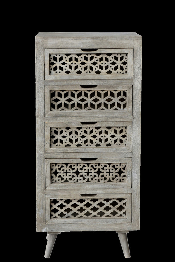 Homeroots 20" Gray Solid Wood Five Drawer Standard Chest  Solid Wood 489195