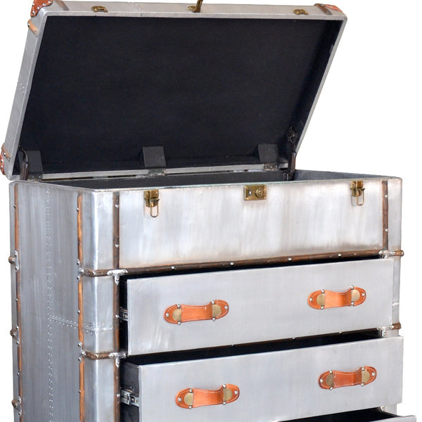 Homeroots 42" Silver Aluminum Four Drawer Dresser  Aluminum 489196