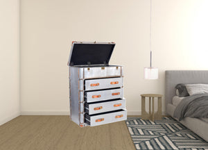 Homeroots 42" Silver Aluminum Four Drawer Dresser  Aluminum 489196