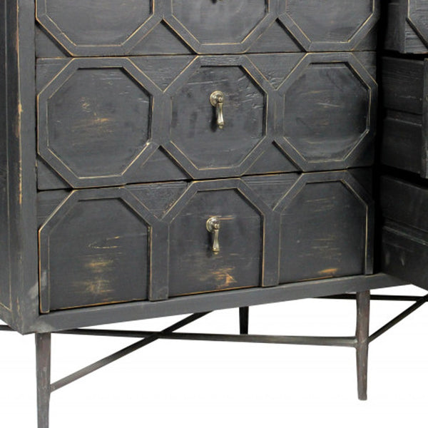 Homeroots 48" Dark Brown Solid Wood Six Drawer Double Dresser  Solid Wood 489197