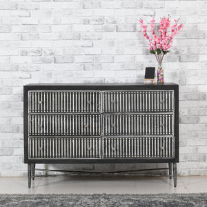 Homeroots 48" Antique Brown Solid Wood Six Drawer Double Dresser  Solid Wood 489199