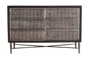 Homeroots 48" Antique Brown Solid Wood Six Drawer Double Dresser  Solid Wood 489199