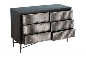 Homeroots 48" Antique Brown Solid Wood Six Drawer Double Dresser  Solid Wood 489199