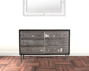 Homeroots 48" Antique Brown Solid Wood Six Drawer Double Dresser  Solid Wood 489199