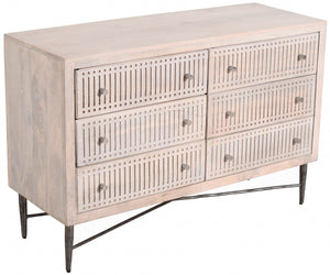 Homeroots 48" Brushed Ivory Solid Wood Six Drawer Double Dresser  Solid Wood 489200