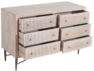 Homeroots 48" Brushed Ivory Solid Wood Six Drawer Double Dresser  Solid Wood 489200