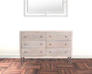 Homeroots 48" Brushed Ivory Solid Wood Six Drawer Double Dresser  Solid Wood 489200