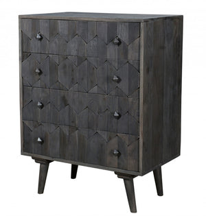 Homeroots 27" Dark Gray Solid Wood Four Drawer Dresser  Solid Wood 489201