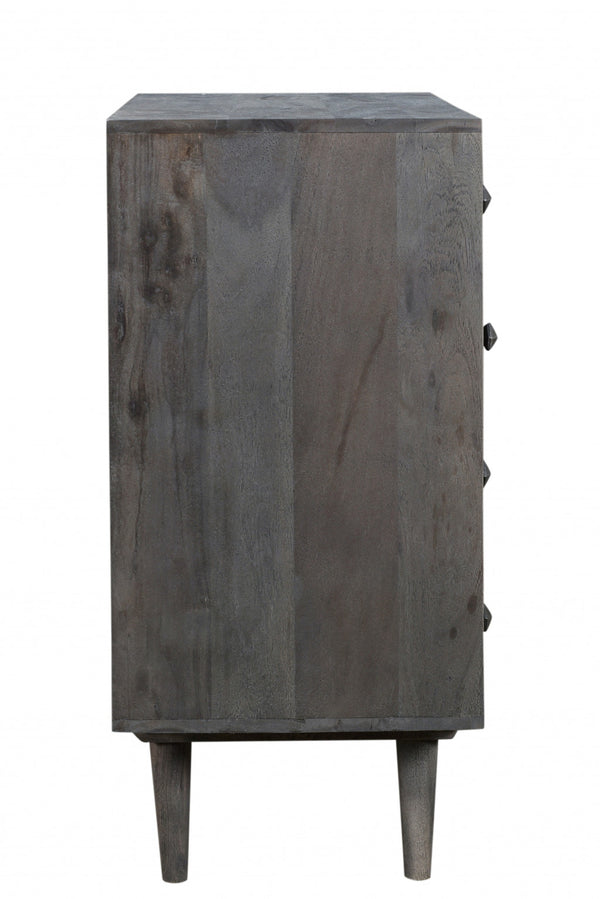 Homeroots 27" Dark Gray Solid Wood Four Drawer Dresser  Solid Wood 489201