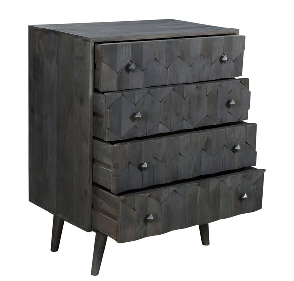 Homeroots 27" Dark Gray Solid Wood Four Drawer Dresser  Solid Wood 489201