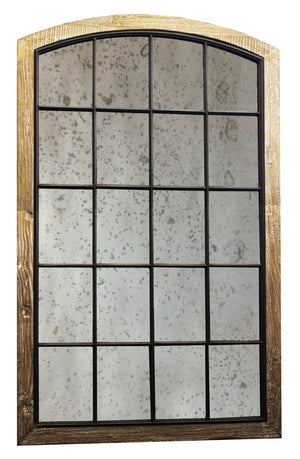 HomeRoots 73" Brown Arch Full-Length Mirror - Handcrafted Solid Wood Frame with Antiqued Glass for Rustic Charm 489202
