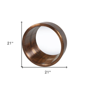 Homeroots 21" Copper Round Metal Framed Accent Mirror  Metal 489204