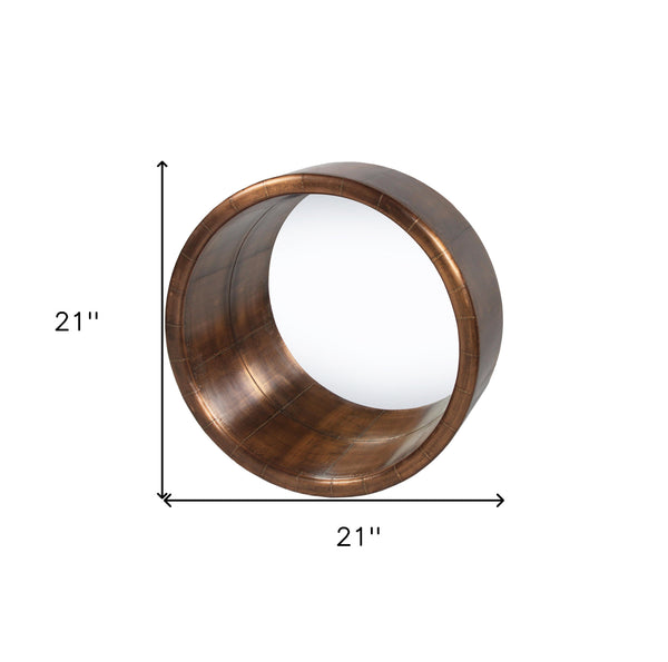 Homeroots 21" Copper Round Metal Framed Accent Mirror  Metal 489204