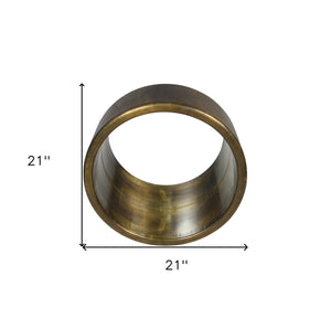 Homeroots 21" Brass Round Metal Framed Accent Mirror  Metal 489205