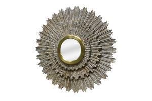 Homeroots 44" Antiqued Gold Sunburst Wood And Metal Framed Accent Mirror  Metal 489207