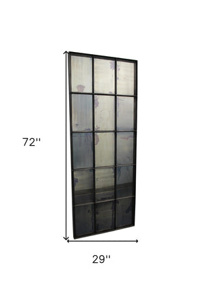 HomeRoots 72" Black Metal Framed Vintage Hanging Mirror – Full-Length Antiqued Glass for Elegant Style & Function 489208