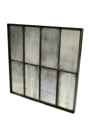 HomeRoots 40" Vintage-Inspired Black Square Metal Framed Accent Mirror - Stylish, Distressed Glass Design 489209
