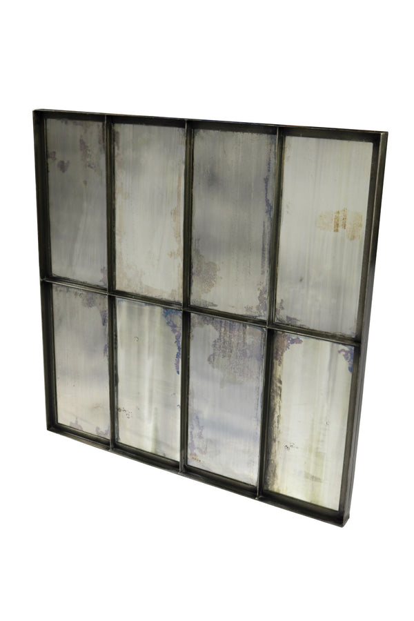 HomeRoots 40" Vintage-Inspired Black Square Metal Framed Accent Mirror - Stylish, Distressed Glass Design 489209