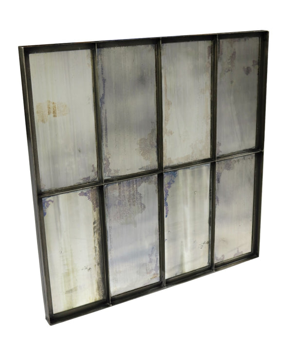 HomeRoots 40" Vintage-Inspired Black Square Metal Framed Accent Mirror - Stylish, Distressed Glass Design 489209
