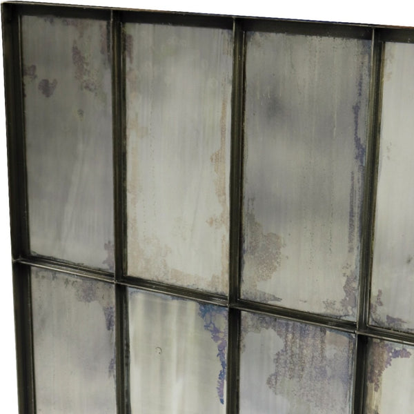 HomeRoots 40" Vintage-Inspired Black Square Metal Framed Accent Mirror - Stylish, Distressed Glass Design 489209
