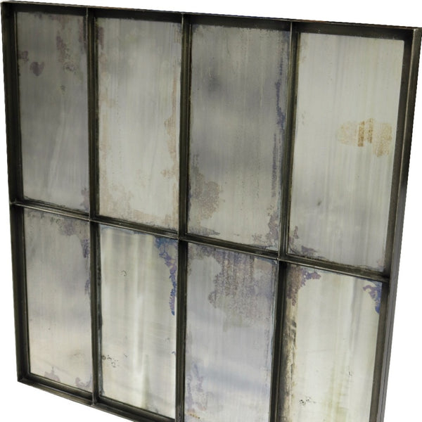 HomeRoots 40" Vintage-Inspired Black Square Metal Framed Accent Mirror - Stylish, Distressed Glass Design 489209